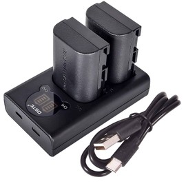 DSTE Replacement for 2X LP-E6 + Dual LCD Charger Compatible Canon EOS R R5 R6 90D 5D Mark II III 7D 60D 60Da 70D 80D 7D Mark II 7D Mark III XC10 XC15 with Type-C and Micro-USB Port as LP-E6N