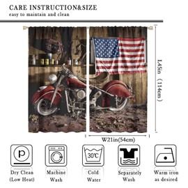 Motorcycle Curtain, Vintage Motorcycle Dilapidated Garage Classic Motorcycle Limit Sports Theme, Fabric Fabric Polyester Trim Curtain Rod Pocket, 2 Panels 42x45in