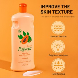 Papaya Brightening Body Lotion​ - Intense Moisturiser for Very Dry Skin - Brightening Firming Care for Women & Men - Hydrating Nourishing Body Moisturiser with Papaya & Vitamin E 300ml