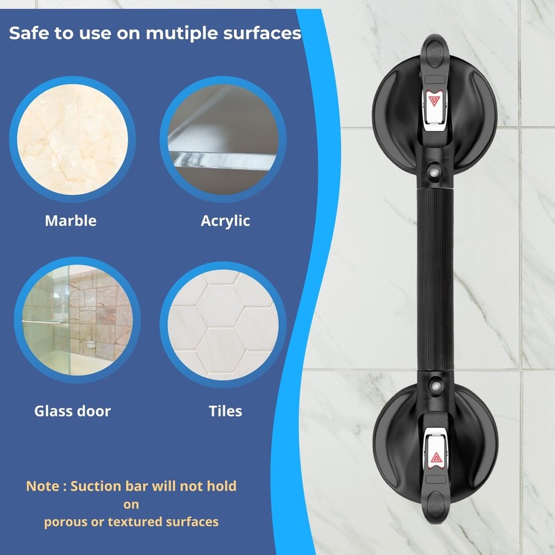 Heavy Duty Grab Bar with Large Suction Cups for Shower