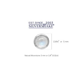 Silvershake 3MM Ultra Petite Bezel Set Cabochon Stone White Gold Plated or Yellow Gold Plated 925 Sterling Silver Second or Third Hole Minimalist Stud Earrings Jewelry for Girls Teen Women, Small,