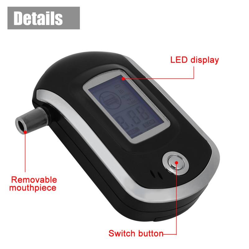 Digital Breath Alcohol Tester Professional Car Alcoholimetro Breathalyser with 5
