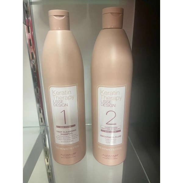 Alfaparf Milano Lisse Keratin fluid & deep cleansing shampoo Set,