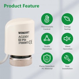 Wengart Thermoelectric Actuator WG22xx, M30 x 1.5 Thread, AC230 V, Work for Underfloor Heating (WG2200_NO)