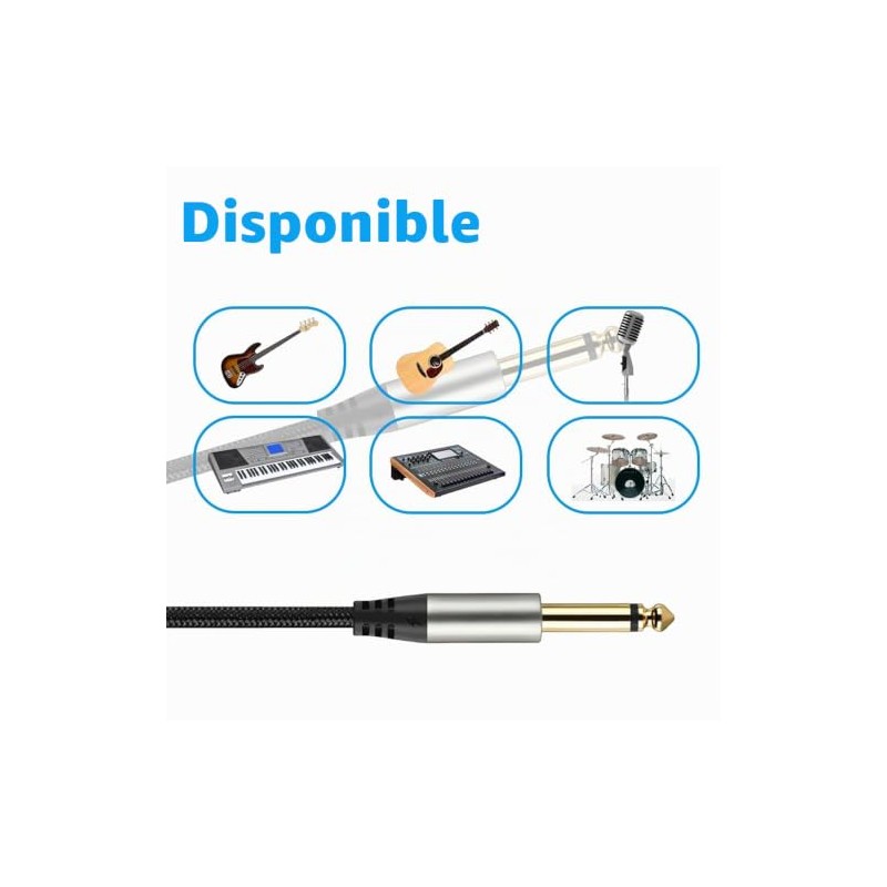 Paquete de 2 cables de guitarra de 1/4 de pulgada