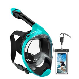 VGKE Full Face Snorkel Mask for Adults, 180 Degree HD Panoramic View Snorkeling Gear with Waterproof Phone Pouch, Anti-Leak & Anti-Fog, Breathe Freely Suitable for Men/Women