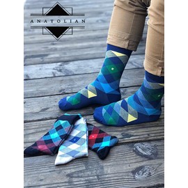 anatolian Colorful Crew Socks for MEN WOMEN - Natural Silken Soft Seamless Casual or Dress Socks (Interference)