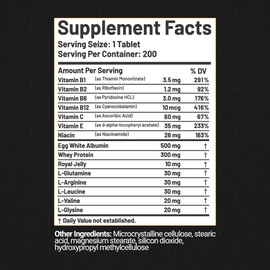 CGMLABS Premium Albumin Complex - Egg White & Whey Protein Blend with Royal Jelly & Essential Amino Acids - Daily Muscle Recovery & Nutrition Supplement - 200 Tablets