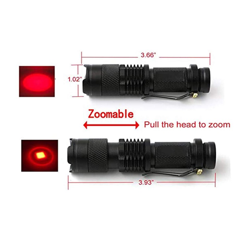 2 Pack Red Light Torch, WESLITE Mini Red Flashlight Zoomable