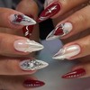 MERVF Press on Nails Medium Almond Fake Nails Red Heart