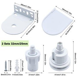 2 Set Roller Blind Fittings Replacement Repair Kit 32MM Curtain Roller Blind Brackets Accessories White Metal Roller Blind Chain Spares for Curtain Rods/Roller Blind Brackets