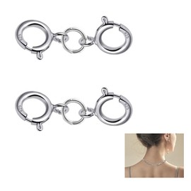 2 PCS 925 Sterling Silver Double Clasps, Silver Spring Double Clasps Connector, Silver Necklaces Bracelet Extension Clasp, Bracelet Clips for Jewellry Bracelet Necklace