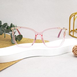 Zeelool Square Blue Light Glasses for Women Chic Pink Fake Glasses Novel Anti Blue Light Designer Full Eyewear JGT261246-04B