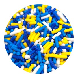 NCS Los Angeles Football Dark Blue, Blue, Yellow and White Jimmies Edible Sprinkles - 8 ounces - Great for Cupcakes, Cookies, Cakes, Cakes Pops