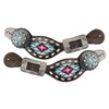 Showman Ladies Pink & Teal Beaded Leather Spur Straps
