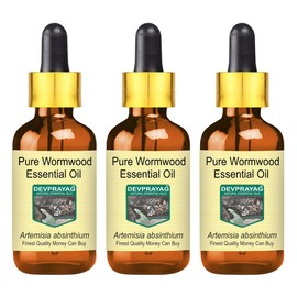 Devprayag Pure Wormwood Essential Oil (Artemisia Absinthium) with Glass Dropper Natural Therapeutic Grade Steam Distilled (Pack of Three) 100ml X 3 (10 oz)
