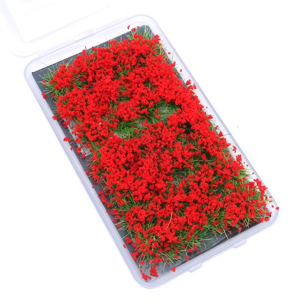 Tiardey Flower Grass Tufts Sand Table Set, Terrain Model Kit, Shrub Flower Cluster, Used for Miniature Landscapes, Sand Table Theme Models, Scenery Model – Red Shrub