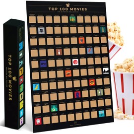 Enno Vatti Top 100 Movies Scratch Off Poster - Bucket List of Best Films - 100 Movie Scratch Off Poster (16.5" x 23.4") - Including Top 100 Movies Posters - Gift for Movie Lovers