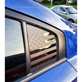 for Dodge Charger 2011-2022, Rear Side Window American Flag Decals, 2pcs Matte Black USA Flag Decal for Truck Back Window, Waterproof Vinyl, Durable and Easy Remove Truck Decal
