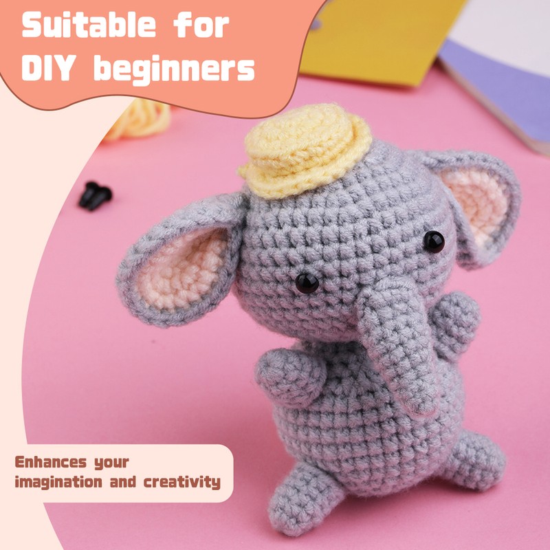 Beginners Crochet Kit Animal Elephant Crochet Starter Kit with Easy