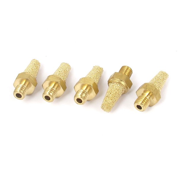 sourcingmap M5 Thread Brass Pneumatic Air Exhaust Muffler Filter 5pcs