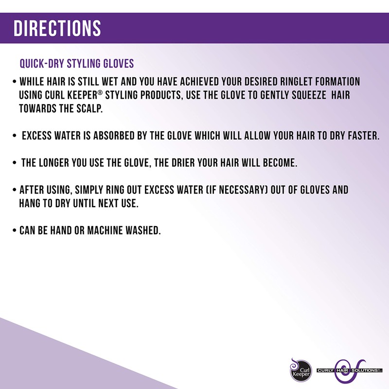 Curl Keeper Quick-Dry Styling Gloves | 2 Gloves | Microfiber