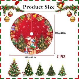 Christmas Tree Blanket, 120 cm Dark Red Christmas Tree Skirt Mat, Christmas Tree Stand Rug with Santa Claus Pattern, Christmas Tree Stand Covers, Round Christmas Tree Skirt for Christmas Tree