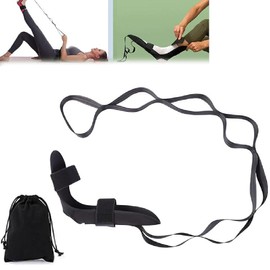 Izzila™ Stretching Strap with Loops and Detachable Foot, Izzila Stretch Straps, Stretching Band with Loops, Exercise Band, Yoga Stretch Strap, Foot & Calf Stretcher for Training, Fitness (Black)