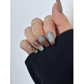 Dujokku Dessert Handmade Nail Tips - Square-Short / 두쫀쿠 디저트 수제네일팁 - 스퀘어-숏