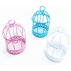 Blue Miniature Metal Wire Bird Cage Tealight Candle Holder Hanging