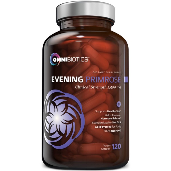 Organic Evening Primrose Oil | Clinical Strength 1,500 mg | 10% GLA | Cold-Pressed, Non-GMO | Hormone Balance for Women | Menopause and PMS Support | 120 Vegan softgel Capsules