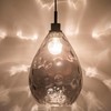 Homebelife Smoked Grey Hammered Glass Pendant Light Modern Matte Black