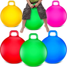 6 Pcs Hopper Ball with Handle Bouncing Ball Big Bouncy Balls Hopping Toys Inflatable Hop Ball Toys Jumping Ball for Boys Girls Gifts Jumping Sport Party Favors (Solid Style,18 Inch, 22 Inch)
