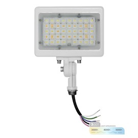 NUWATT 30W LED Flood Light, 3CCT 3000K/4000K/5000K Selectable, IP65 Waterproof Lighting, Adjustable Knuckle Mount, 4200LM, 0-10V Dimmable, 120-277V, Outdoor Security Floodlight for Yard, White, UL