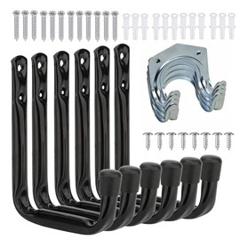 Xndryan Garage Storage Hooks, 6 PCS Heavy Duty J Hooks 4 PCS Tool Hooks Metal Shed Hooks Garden Tool Hooks Utility Wall Hooks for Garage Shed, Ladder, Bicycle