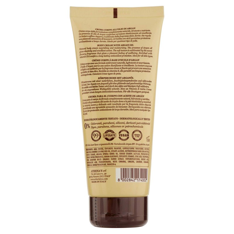 L'Erboristica feuchtigkeitsspendende Körpercreme Arganöl, 200 ml