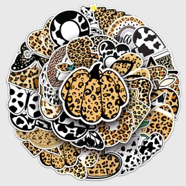 Bric Dodo Pack of 50 Leopard Stickers Car Laptop Phone Guitar Skateboard Motorcycle Bicycle Leopard Print Stickers Set Vinyl Waterproof Aesthetic Stickers for Teenagers Children Adults