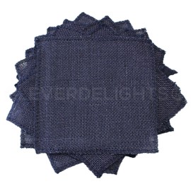 CleverDelights 6 Inch Navy Burlap Squares - 12 Pack - Jute Burlap Fabric - Finished Edges - 6" x 6"