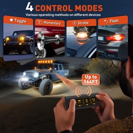 Wireless 4 Gang Switch Panel, Multifunctional Waterproof 12V Switch Panel, 60A Universal Relay Switch Box with 2 Light Memory Function & 4 Control Modes for Truck SUV UTV ATV Marine RV