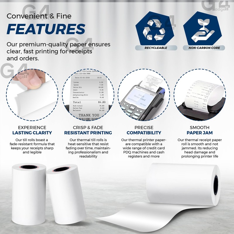 5 Rolls of 57 x 40mm Thermal Paper Till Rolls