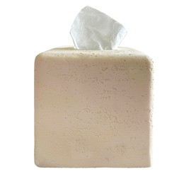 Huitony Square Tissue Box Cover Decorative Kleenex Box Holder for Bathroom & Living Room with Handcrafted Texture (Beige)