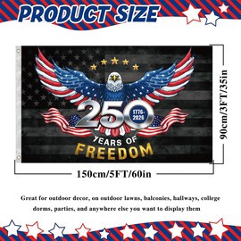 MGahyi 3x5 Ft Double Sided 3-Ply Thick American 250 Anniversary Flag, Waterproof Heavy Duty Patriotic Freedom Banner 1776-2026 for Independence Day Outdoor Home Decor