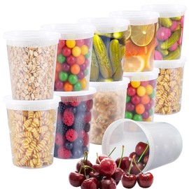 Xvvirnt 24 Pack Deli Containers with Lids,32 oz Plastic Food Storage Containers with Airtight Lids,Leakproof Clear Soup Containers,Stackable,Microwave Dishwasher Freezer Safe