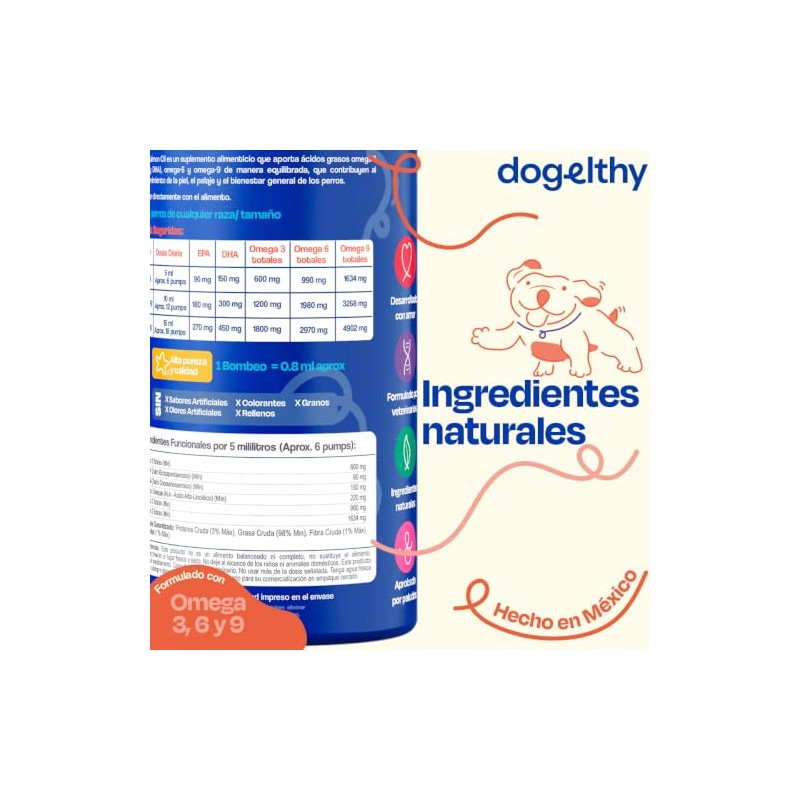 Dogelthy Pure Salmon Oil Aceite de Salmon con Omega 3,6
