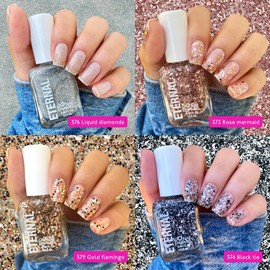 Eternal Colección – Juego de 5 piezas: Larga duración, secado rápido, esmalte de uñas de brillo espejo – endurecedor, acabado brillante y brillante – 0,46 onzas fluidas cada uno (CONFETTI CARNIVAL)