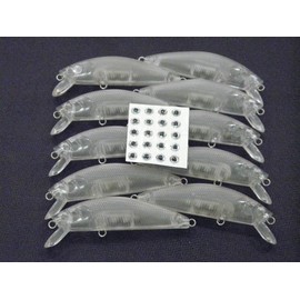 wLure 10 Blank Unpainted Minnow Jerkbait Slow Floating Tight Wobble Fishing Lures with Free Eyes UPM219