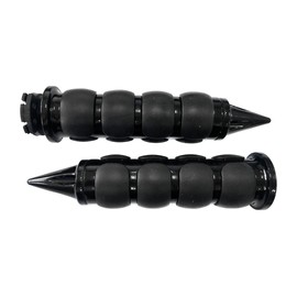MMG Powersports Spiked Handlebar Grips 7/8 inches (22mm) Non Slip Hand Grips for All Motorcycles Cruisers Choppers Street Harley, Billet Aluminum All Black Finish