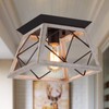 Q&S Rustic Farmhouse Ceiling Light Fixture Flush Mount Vintage Ceiling
