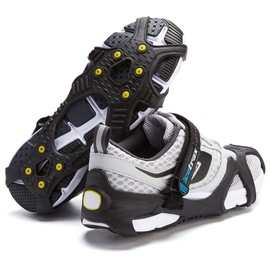ICETRAX V3 Tungsten Ice Cleats with Straps Combo Pack, Winter Ice Grips for Shoes and Boots - Anti-Slip Grippers, StayON Toe, Reflective Heel