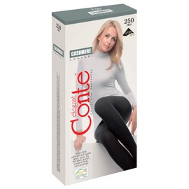 Conte elegant Women's Warm Viscose Tights - Cashmere 250 Denier, Brown (Mocca), Large